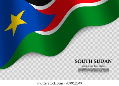 waving flag of South Sudan on transparent background. Template for independence day. vector illustration