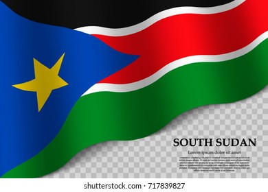 waving flag of South Sudan on transparent background. Template for independence day. vector illustration