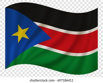 Waving Flag of South Sudan. Vector illustration