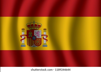 Waving Flag of Spain. Spain Icon vector illustration eps10.
