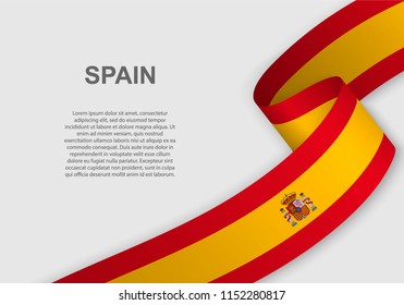 waving flag of Spain. Template for independence day. vector illustration