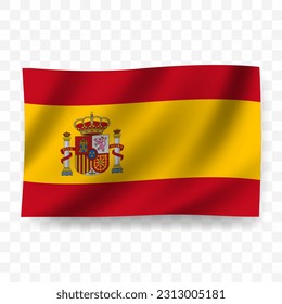 Waving flag of Spanish. Illustration of flag on transparent background(PNG).