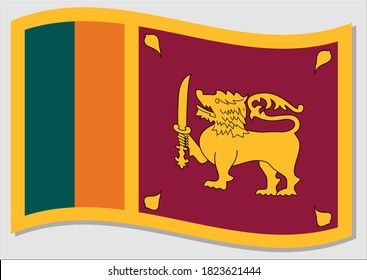 Waving flag of Sri Lanka vector graphic. Waving Sri Lankan flag illustration. Sri Lanka country flag wavin in the wind is a symbol of freedom and independence.