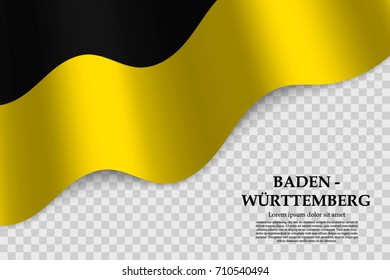 waving flag of Baden-Württemberg is a state of Germany on transparent background. Template for banner or poster. vector illustration