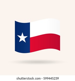 Waving flag of the state of Texas. USA. Accurate dimensions, proportions and colors. Vector Illustration