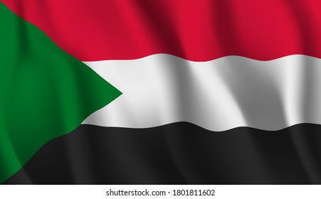Waving flag of the Sudan. Waving Sudan flag