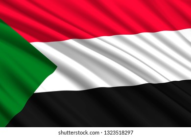 waving flag of Sudan. Vector illustration