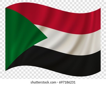 Waving Flag of Sudan. Vector illustration
