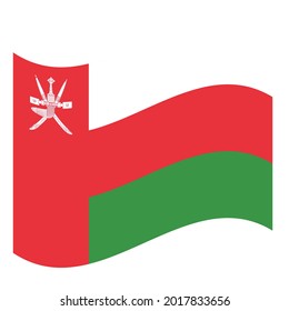 Waving Flag Sultanate of Oman. Vector. Accurate dimensions, elements proportions and colors