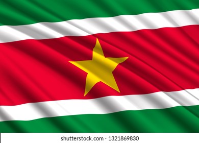 waving flag of Suriname. Vector illustration
