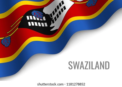 waving flag of Swaziland with copyspace. Template for brochure. vector illustration