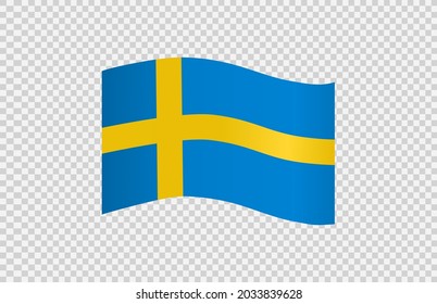Waving flag of Sweden isolated  on png or transparent  background,Symbol of Sweden,template for banner,card,advertising ,promote, vector illustration top gold medal sport winner country