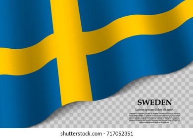 waving flag of Sweden on transparent background. Template for independence day. vector illustration