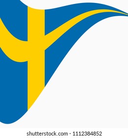 Waving Flag of Sweden on a white background. 