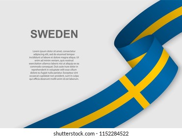 waving flag of Sweden. Template for independence day. vector illustration