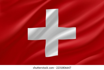 Waving Fahne der Schweiz. 3D-Vektorbanner 