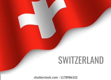 waving flag of Switzerland with copyspace. Template for brochure. vector illustration