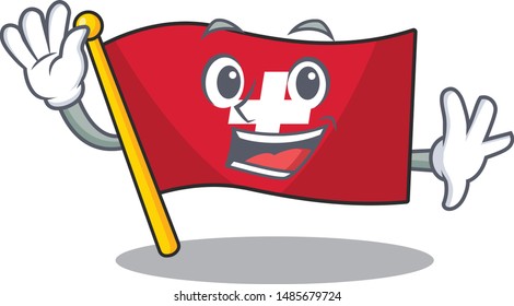 Waving flag switzerland isolated in the character