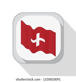 Waving flag of Switzerland on the button. Vector illustration