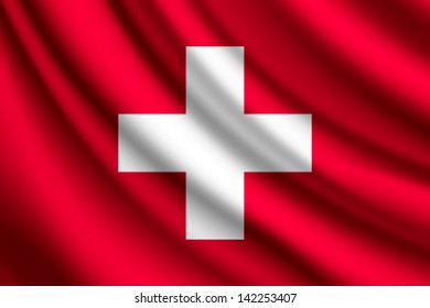 Waving flag of Switzerland, vector