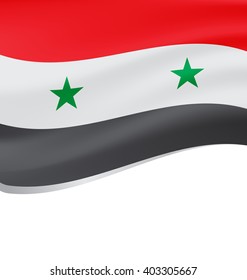 Waving flag of Syria isolated on white background
