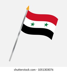 Waving flag of Syria vector illustration on pole. Can be used for posters, banners, icons, symbols, signs, backgrounds, print designs and emblems.