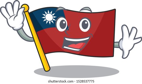 Waving flag taiwan hoisted in character pole