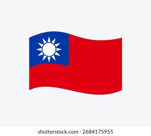 Ondeando la bandera de Taiwán. Diseño e ilustración del Vector del icono de la bandera de Taiwán.

