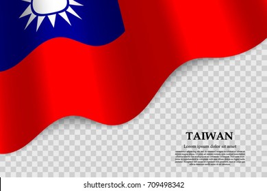 waving flag of Taiwan on transparent background. Template for independence day. vector illustration