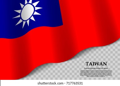 waving flag of Taiwan on transparent background. Template for independence day. vector illustration