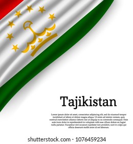 waving flag of Tajikistan on white background. Template for independence day. vector illustration
