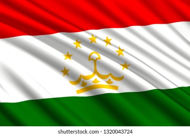 waving flag of Tajikistan. Vector illustration