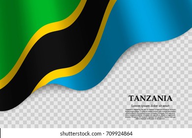 waving flag of Tanzania on transparent background. Template for independence day. vector illustration