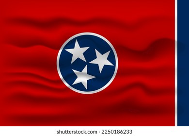 Waving flag of the Tennessee state. Vector illustration.