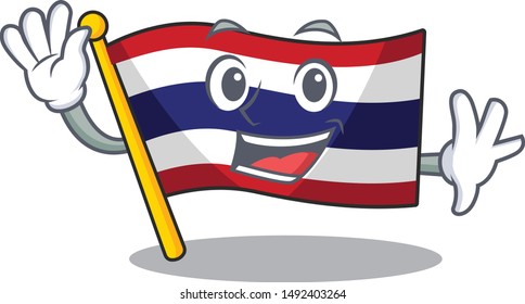 Waving flag thailand isolated with the character