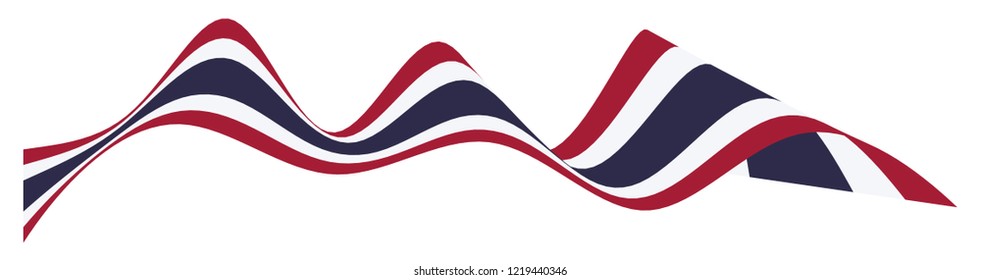 Waving Flag of thailand. red,blue,white ribbon flag