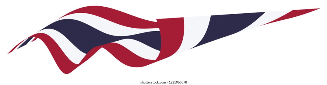Waving Flag of thailand. red,blue,white ribbon flag