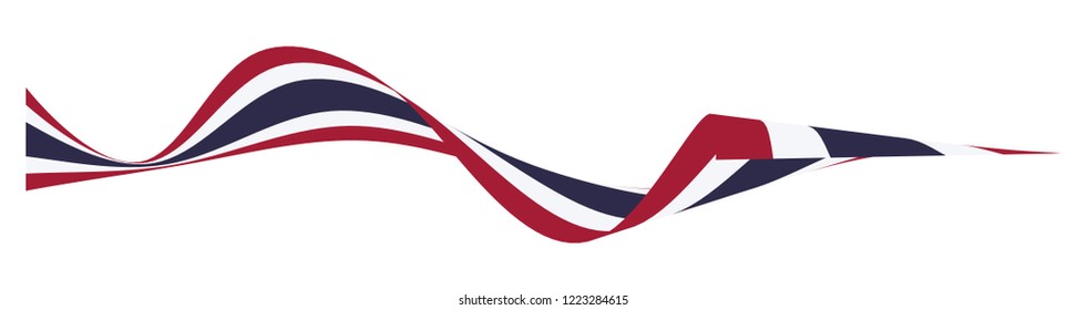 Waving Flag of thailand. red,blue,white ribbon flag