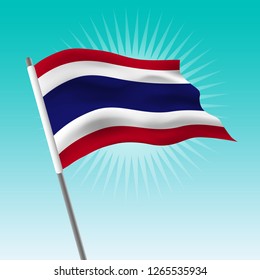 Waving flag Thailand. Vector drawing illustration of flag.