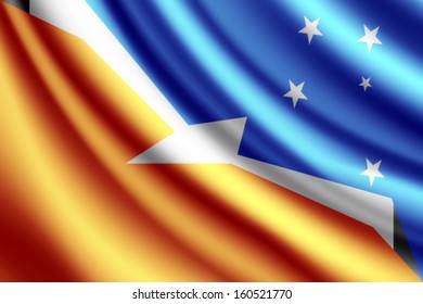 Waving flag of Tierra del Fuego Province - Argentina