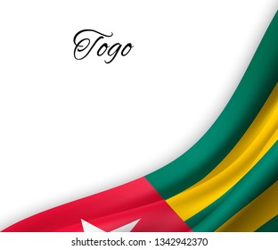 waving flag of Togo on white background. Template for independence day. vector illustration