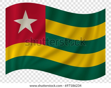 Waving Flag of Togo. Vector illustration