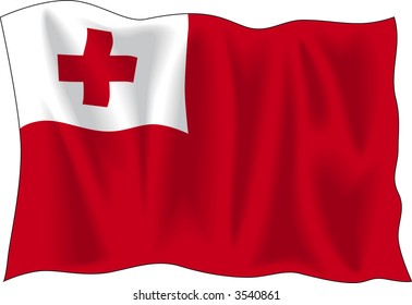 Waving flag of Tonga isolated on white