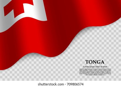 waving flag of Tonga on transparent background. Template for independence day. vector illustration