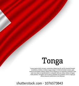 waving flag of Tonga on white background. Template for independence day. vector illustration