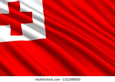 waving flag of Tonga. Vector illustration