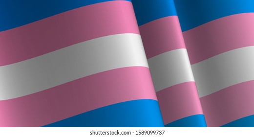 Waving flag of Transgender. LGBT, LGBTQ, LGBTQ+ Template, banner, background. Month pride. Symbol, illustration. 