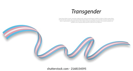 Waving flag of Transgender pride on white background. Pride month template