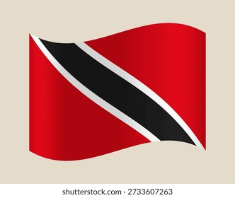 Waving Flag of Trinidad and Tobago Vector Illustration Representing National Pride, Caribbean Identity, and Sovereign Nationhood..