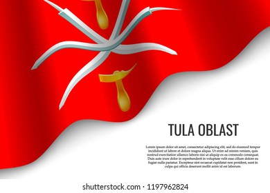 waving flag of Tula Oblast is a region of Russia on transparent background. Template for banner or poster. vector illustration